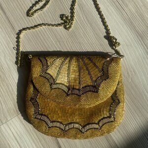 Vintage Gold Beaded Gothic Clutch
